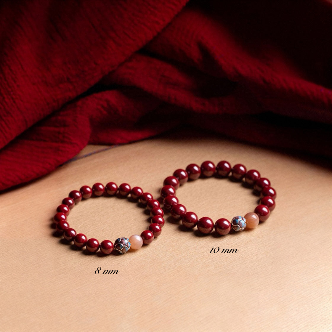 Empowered Cinnabar and Lotus Bracelet -  Tranquility and Protection