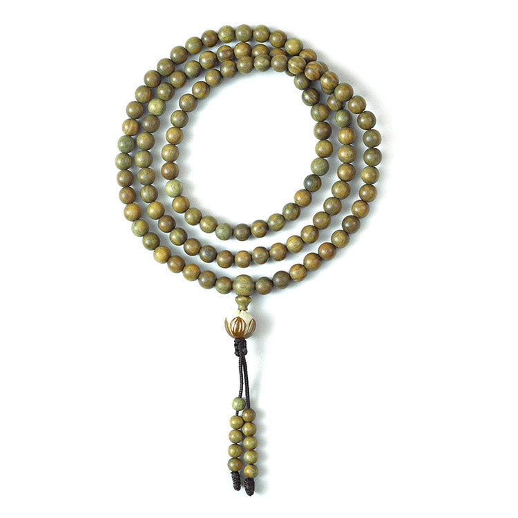 Green Sandalwood Mala -  Peace, Wisdom, and Inner Harmony