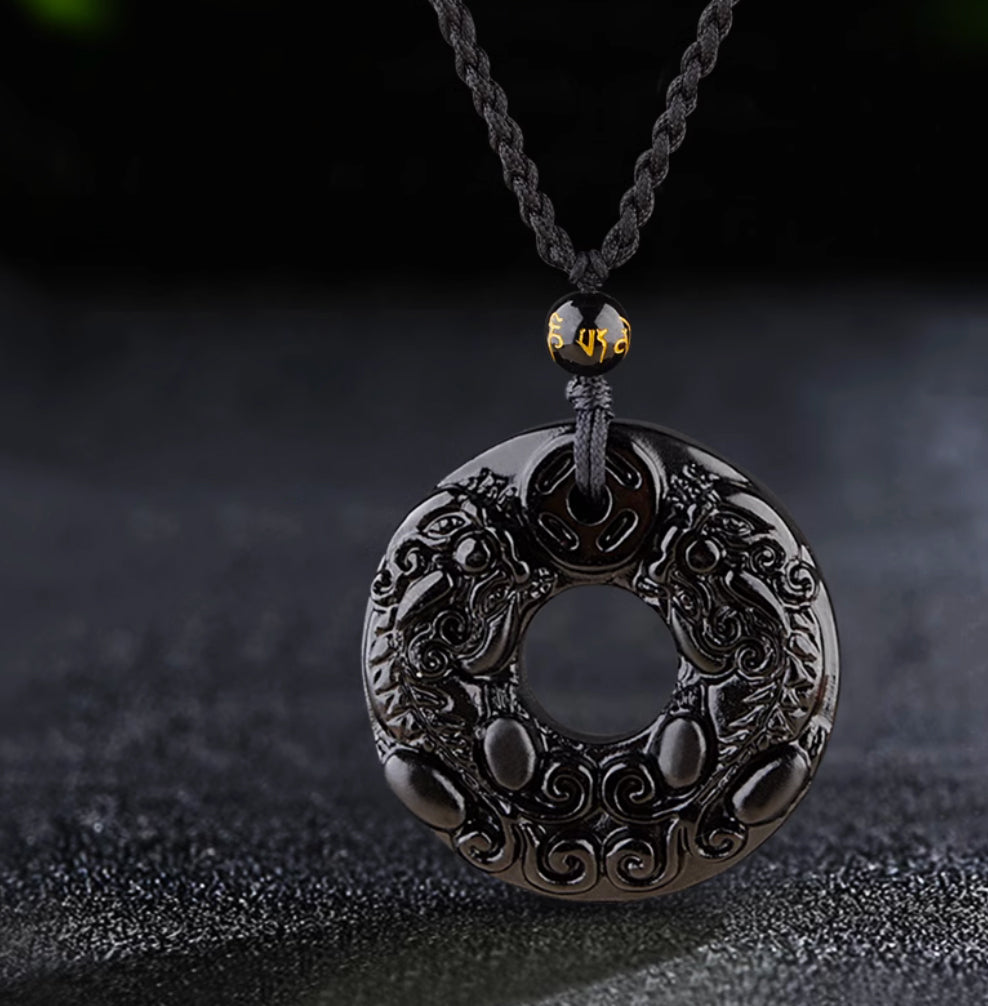 Obsidian Pixiu Pendant - Wealth Attraction and Protection