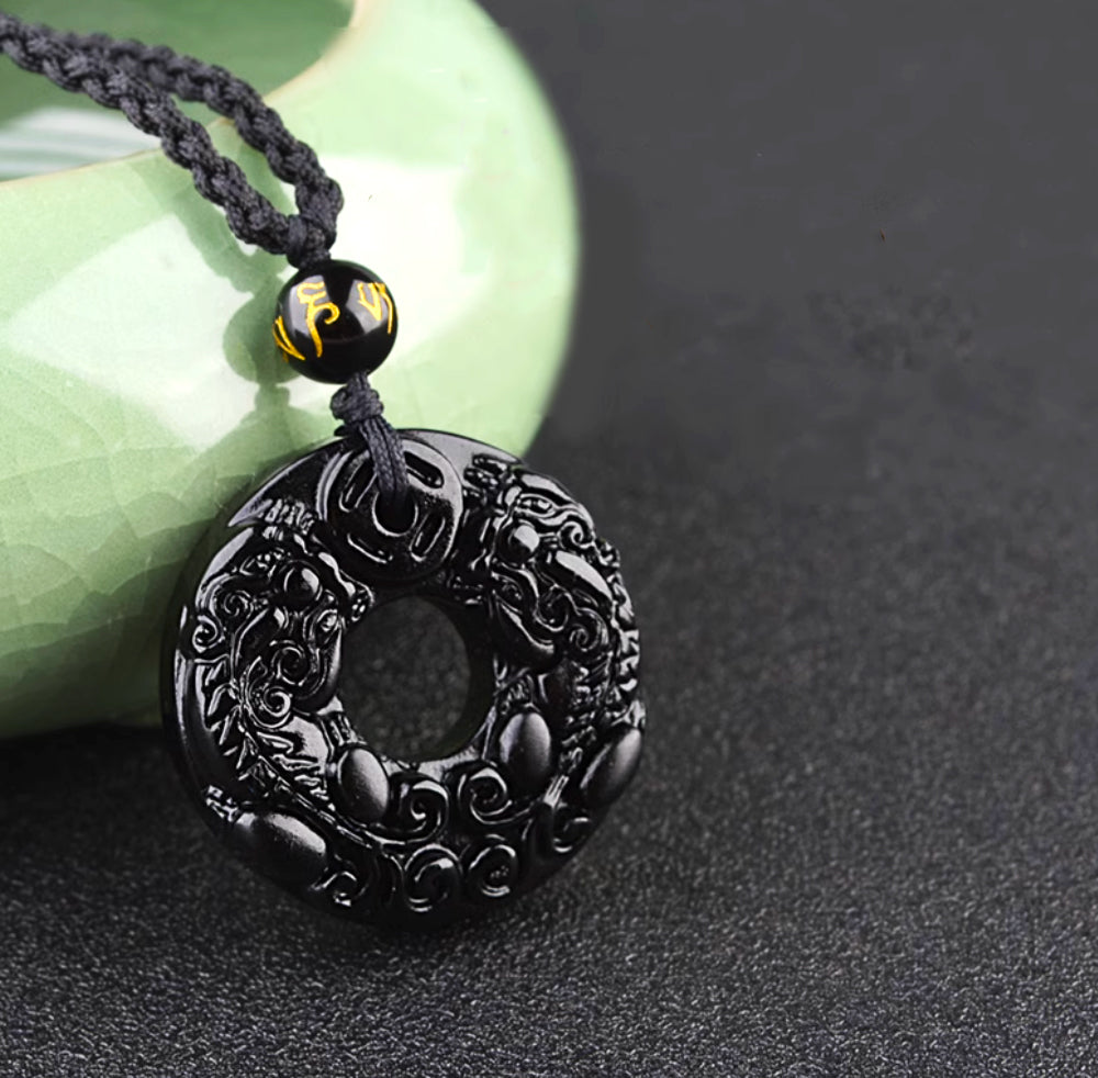 Obsidian Pixiu Pendant - Wealth Attraction and Protection