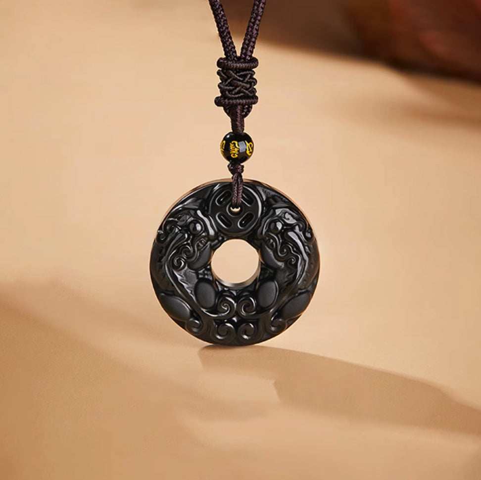 Obsidian Pixiu Pendant - Wealth Attraction and Protection